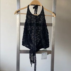 BLUNAUTA laced beaded halter top